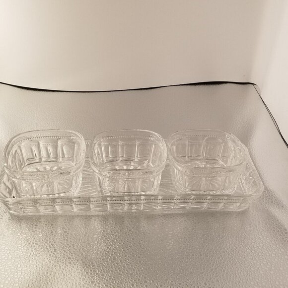 Crystal Relish Server 4-piece Server Serving Bowls Tray Set - Picture 10 of 16